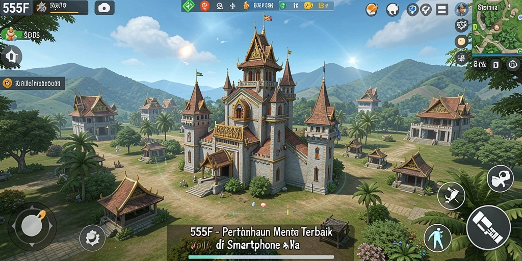 Tampilan gameplay menarik dari 555F dalam genre Tower Defense.