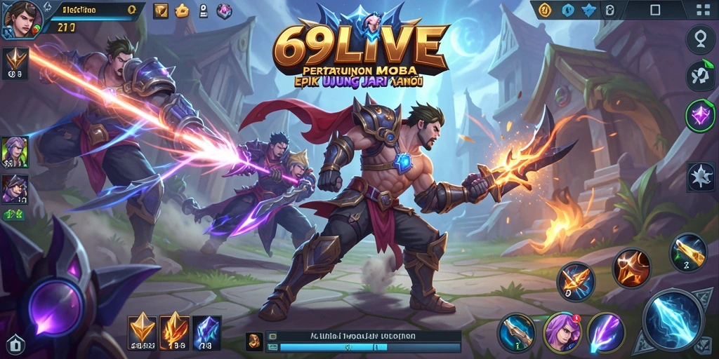 Tampilan menegangkan dari gameplay MOBA 69LIVE yang mendebarkan.