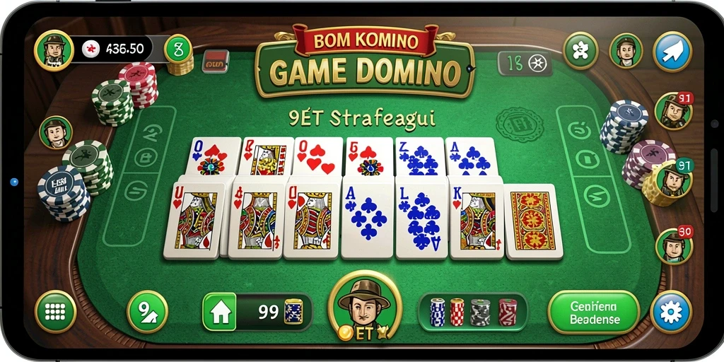 Screenshot utama 9ET menampilkan gameplay domino yang seru.