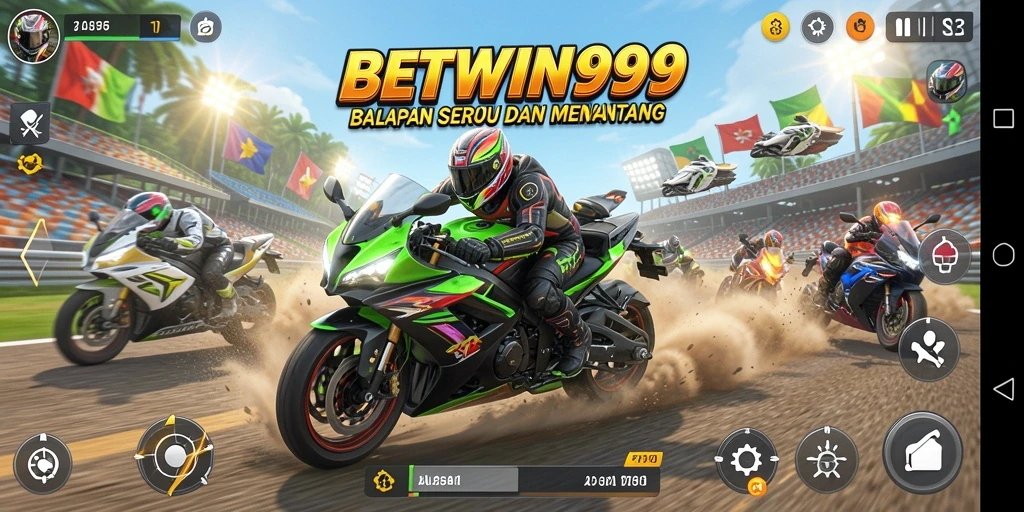 Tangkapan layar gameplay yang menampilkan balapan motor seru di BETWIN999.