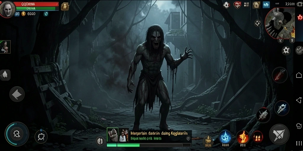 Screenshot gameplay QQDEWA menampilkan momen menegangkan di balik kegelapan.