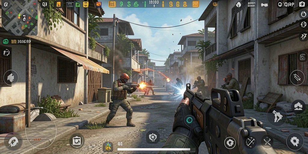 Tampilan gameplay seru saat pertempuran intens dalam QQRP.