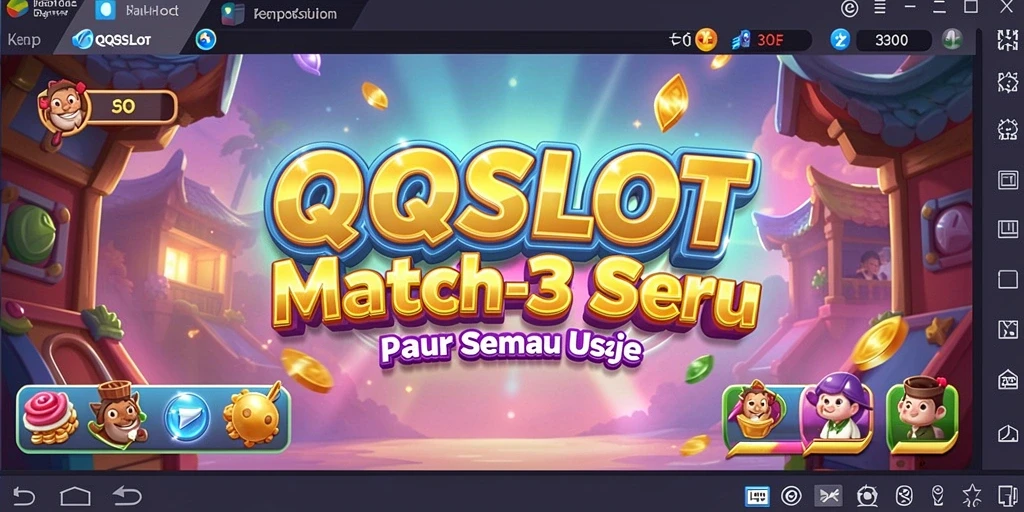 Screenshot gameplay <strong>QQSLOT</strong> menampilkan aksi mencocokkan item yang seru.
