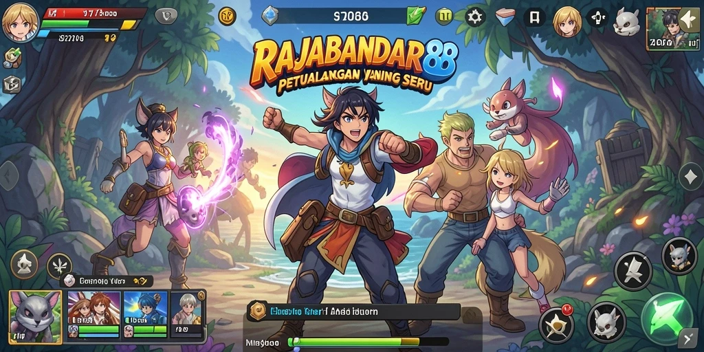 Tampilan gameplay seru dari RAJABANDAR88 dengan karakter Anime menarik.