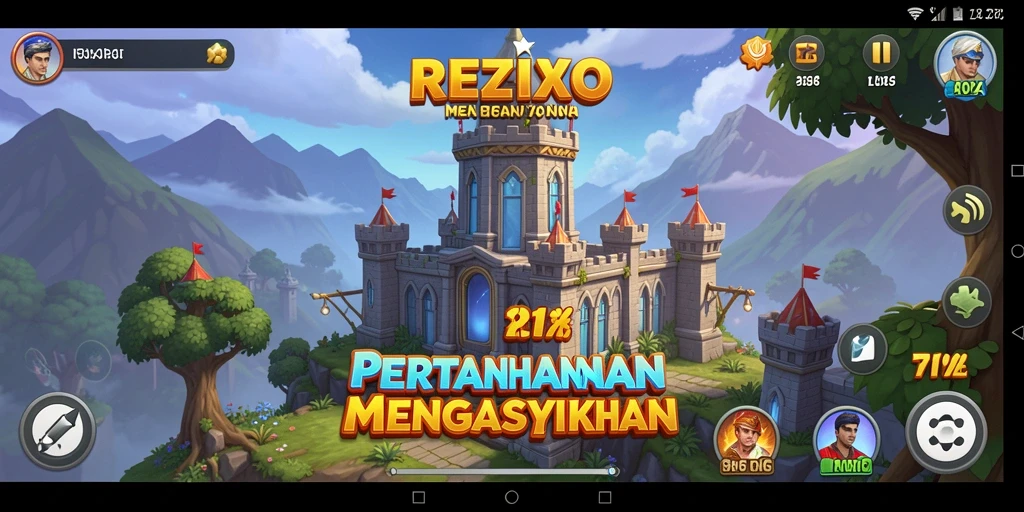Tangkapan layar game REZIXO menampilkan aksi menaklukkan musuh dengan menara strategis.