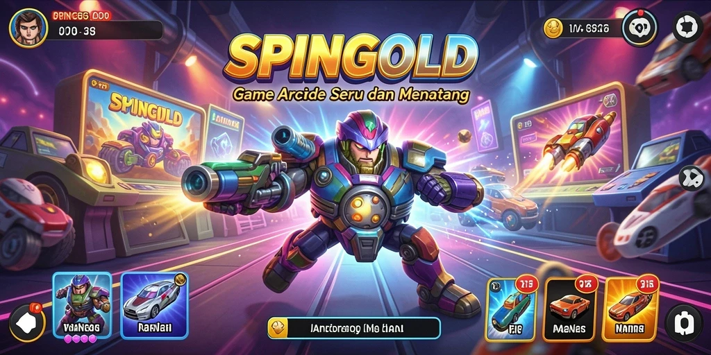 Tampilan gameplay SPINGOLD yang seru dan menantang di arena arcade.