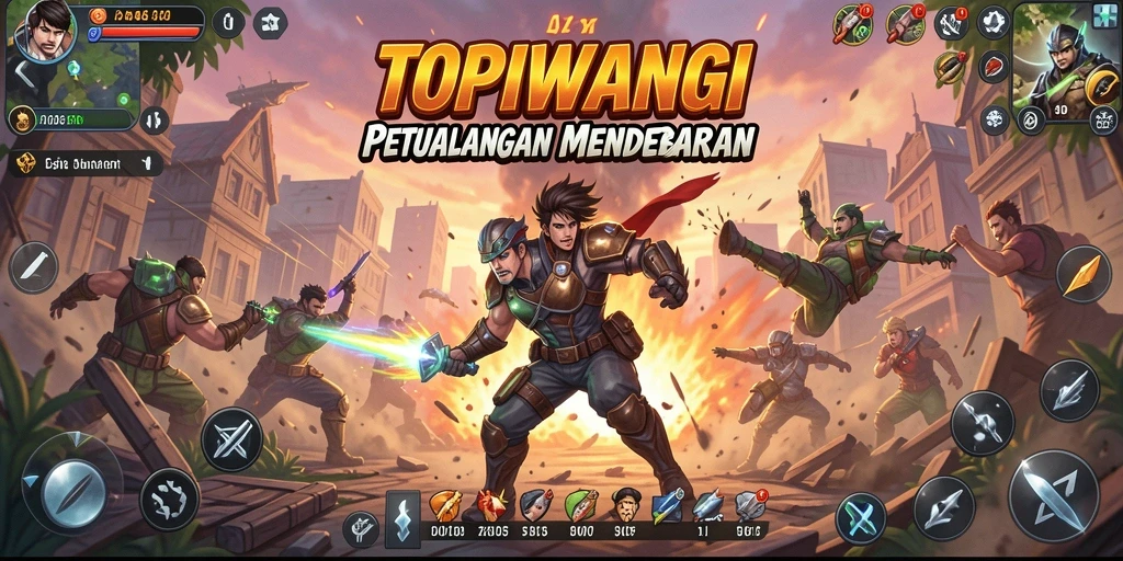 Tangkapan layar permainan yang menampilkan aksi mendebarkan dalam TOPIWANGI.