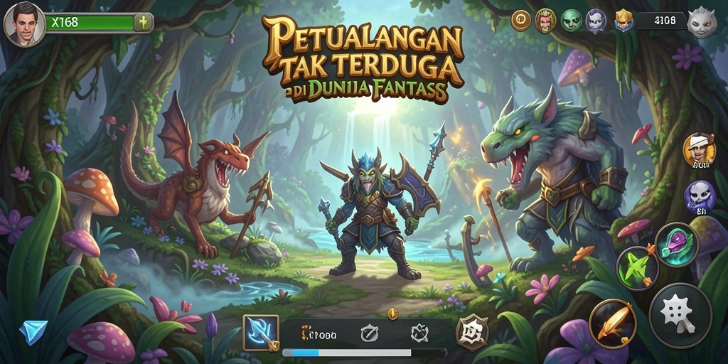 Tangkapan layar gameplay X168 yang menunjukkan aksi petualangan yang mendebarkan.
